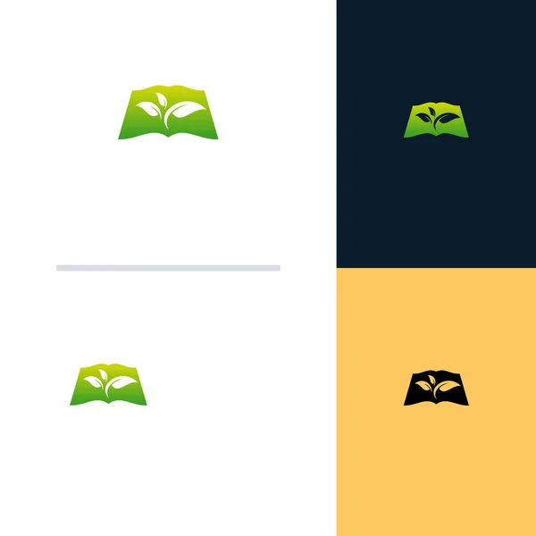 Дизайн Логотипу Книги Природи Вектор Дизайн Логотипу Листя Символ Логотипу — стоковий вектор