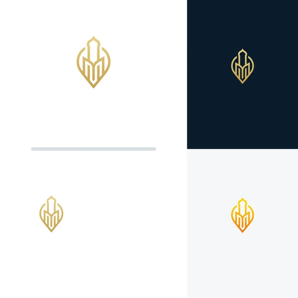 Diseño Del Logo Del Centro Islámico Vector Concepto Diseño Del — Archivo Imágenes Vectoriales