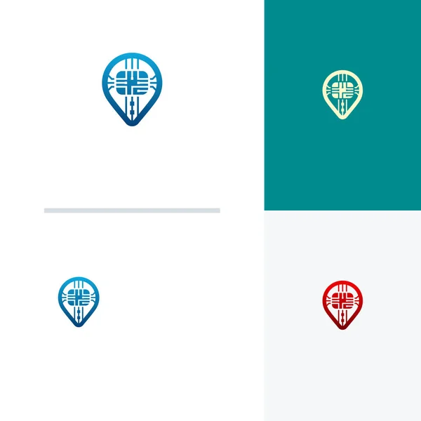 Secure Point Logo Designs Konzeptvektor Protect Place Logo Symbol — Stockvektor