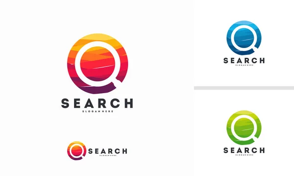 Abstract Circle Search Logo Designs Concept Vector Lupa Logo Symbol —  Vetores de Stock