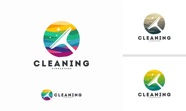Logo Desain Logo Circle Cleaning Abstrak Vektor Konsep Simbol Layanan - Stok Vektor
