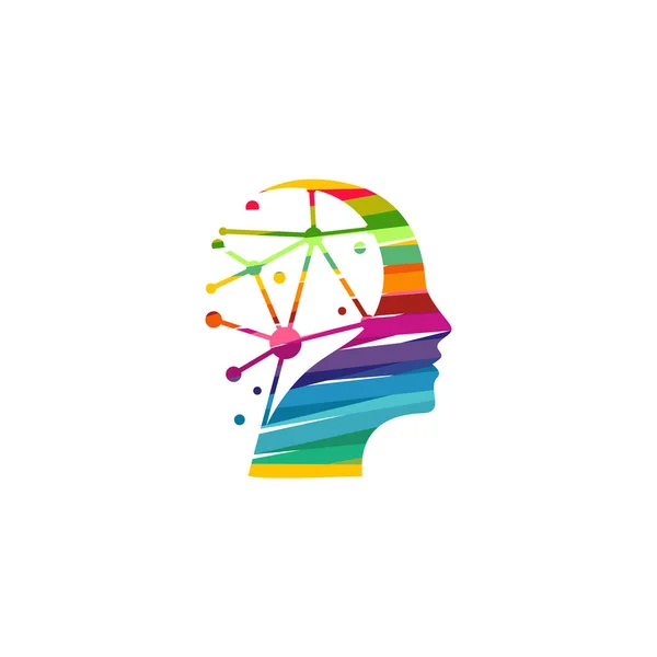 Colorful Head Pixel Logo Vector People Mind Logo Designs Template — Stock Vector