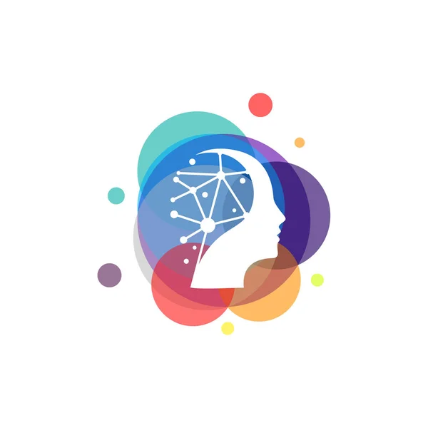Барвистий Вектор Логотипу Head Pixel Шаблон Дизайну Логотипу People Mind — стоковий вектор