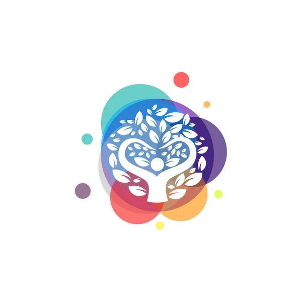 Renkli Nsanlar Ağacı Logo Vektörü Yaprak Logo Tasarımı Şablon Tasarım — Stok Vektör