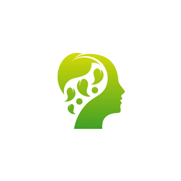 自然脳のロゴデザインコンセプトベクトル 自然心のロゴテンプレート — ストックベクタ