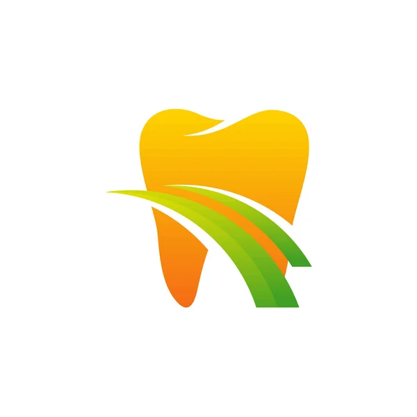 モダンな歯科ロゴデザインコンセプトベクトル スウッシュシンボル付き歯科ケアロゴ — ストックベクタ