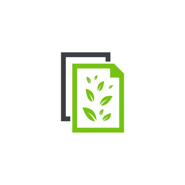 Вектор Дизайну Логотипу Листяного Документа Символ Логотипу Nature Data Піктограма — стоковий вектор