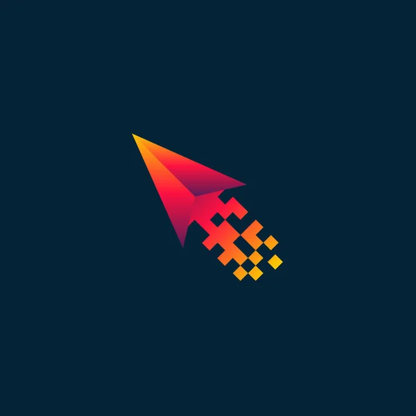 Pixel Arrow Λογότυπο Σχεδιάζει Διάνυσμα Έννοια Pixel Cursor Λογότυπο Σχεδιάζει — Διανυσματικό Αρχείο