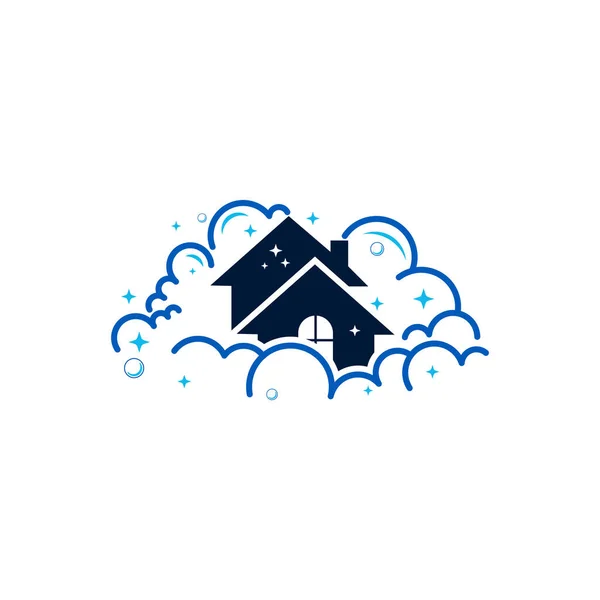 Projekty Logo Clean House Liściem Natury Wektor Logo Usługi Sprzątania — Wektor stockowy