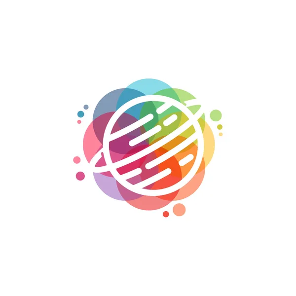 Renkli Gezegen Logo Vektörü Globe Logo Tasarımı Şablon Tasarım Konsepti — Stok Vektör