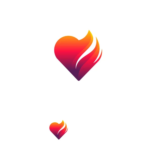 Fire Heart Logo Progetta Concept Vector Icona Simbolo Logo Love — Vettoriale Stock