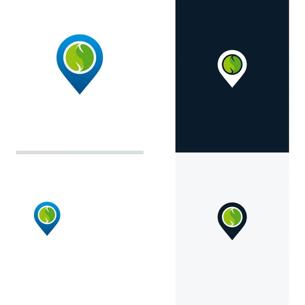 Nature Point Logo Conçoit Concept Vecteur Green Place Logo Symbole — Image vectorielle