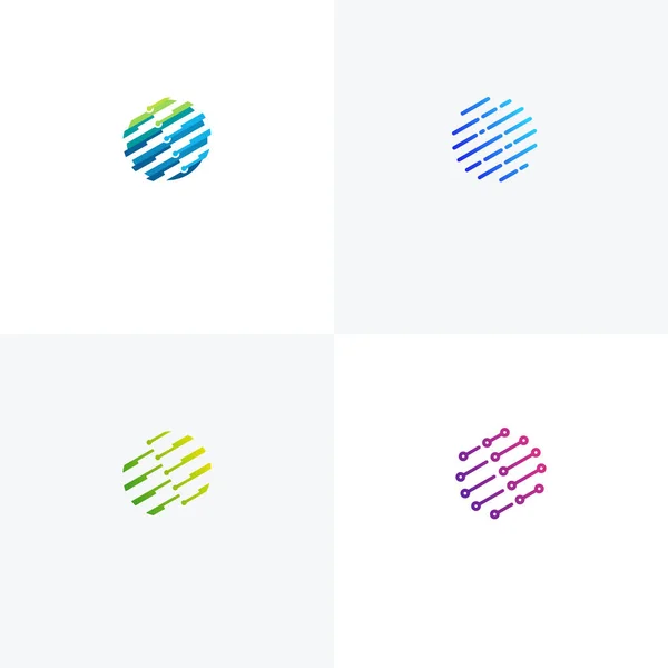 Global Tech Logo Design Concept Vector Pixel Circle Logo Template — 图库矢量图片