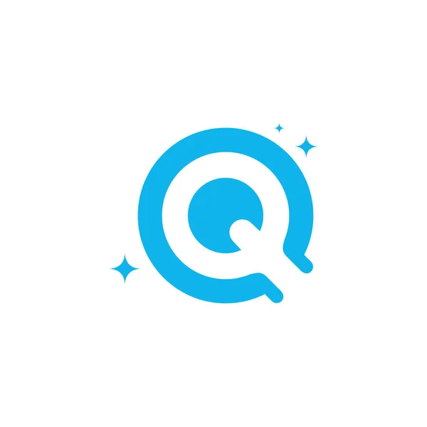 初期文字Qスウッシュ軌道ロゴデザインベクトル 青の背景に子供のロゴテンプレートのためのQ初期ロゴ ロゴシンボルアイコン — ストックベクタ