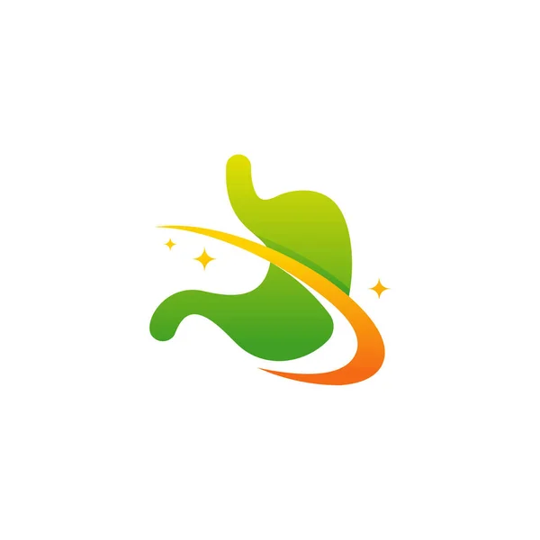 Diseño Moderno Del Logotipo Del Estómago Vector Con Swoosh Salud — Vector de stock