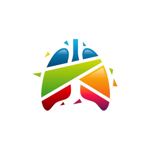 Digitala Lungor Pixel Lungs Logo Design Koncept Design Koncept Logotyp — Stock vektor