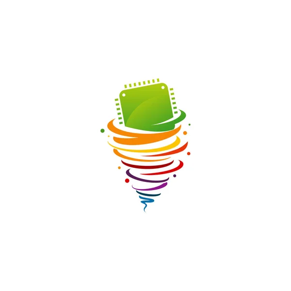 Conception Logo Puce Processeur Vecteur Concept Modèle Logo Processeur Coloré — Image vectorielle