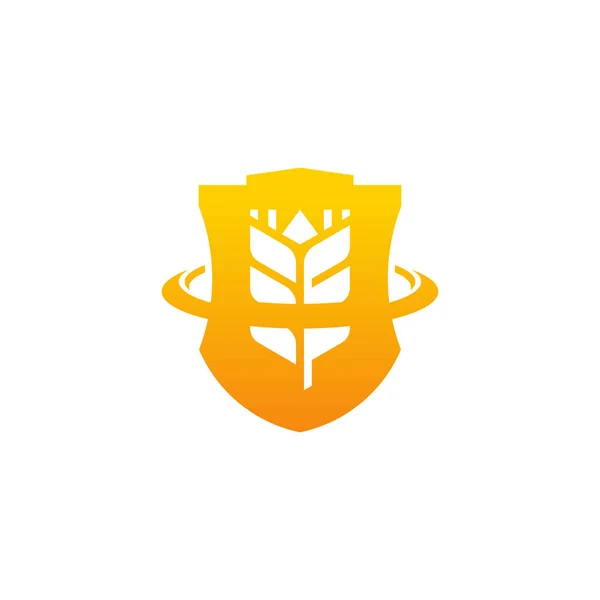 Buğday Kalkanı Logosu Şablon Vektörü Tahıl Tarımı Logosu Konsepti Logo — Stok Vektör