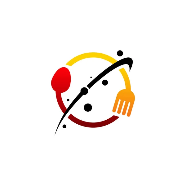 Food Planet Logosu Konsept Vektör Kaşık Çatal Logosu Tasarladı — Stok Vektör