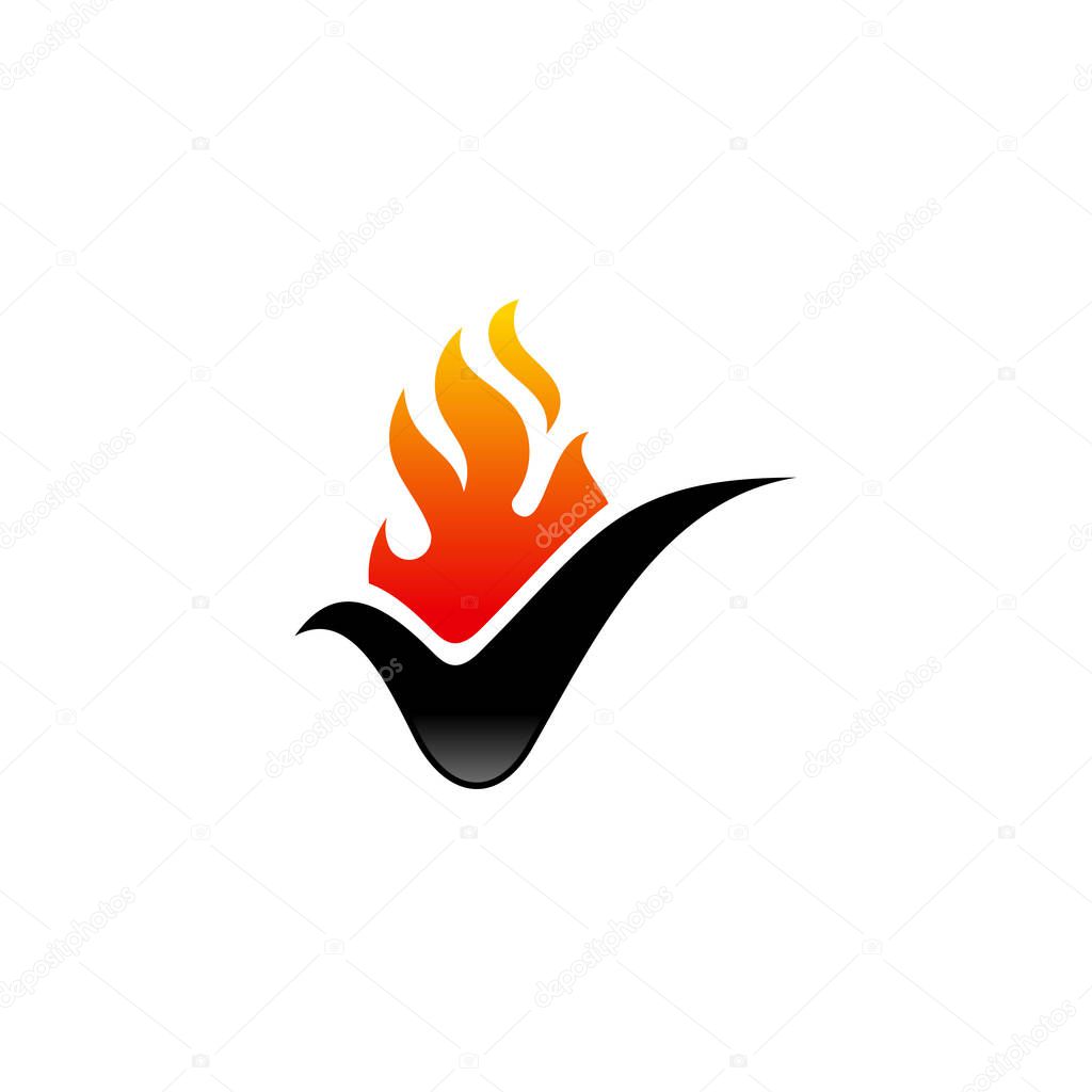 Fire Check logo designs concept vector, Safe fire logo template, Logo symbol icon