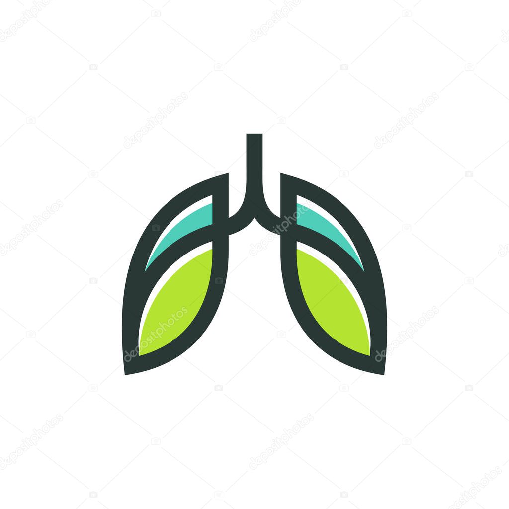 Green Lung care logo designs vector, Eco Lungs logo concept vector, Lungs Health logo template