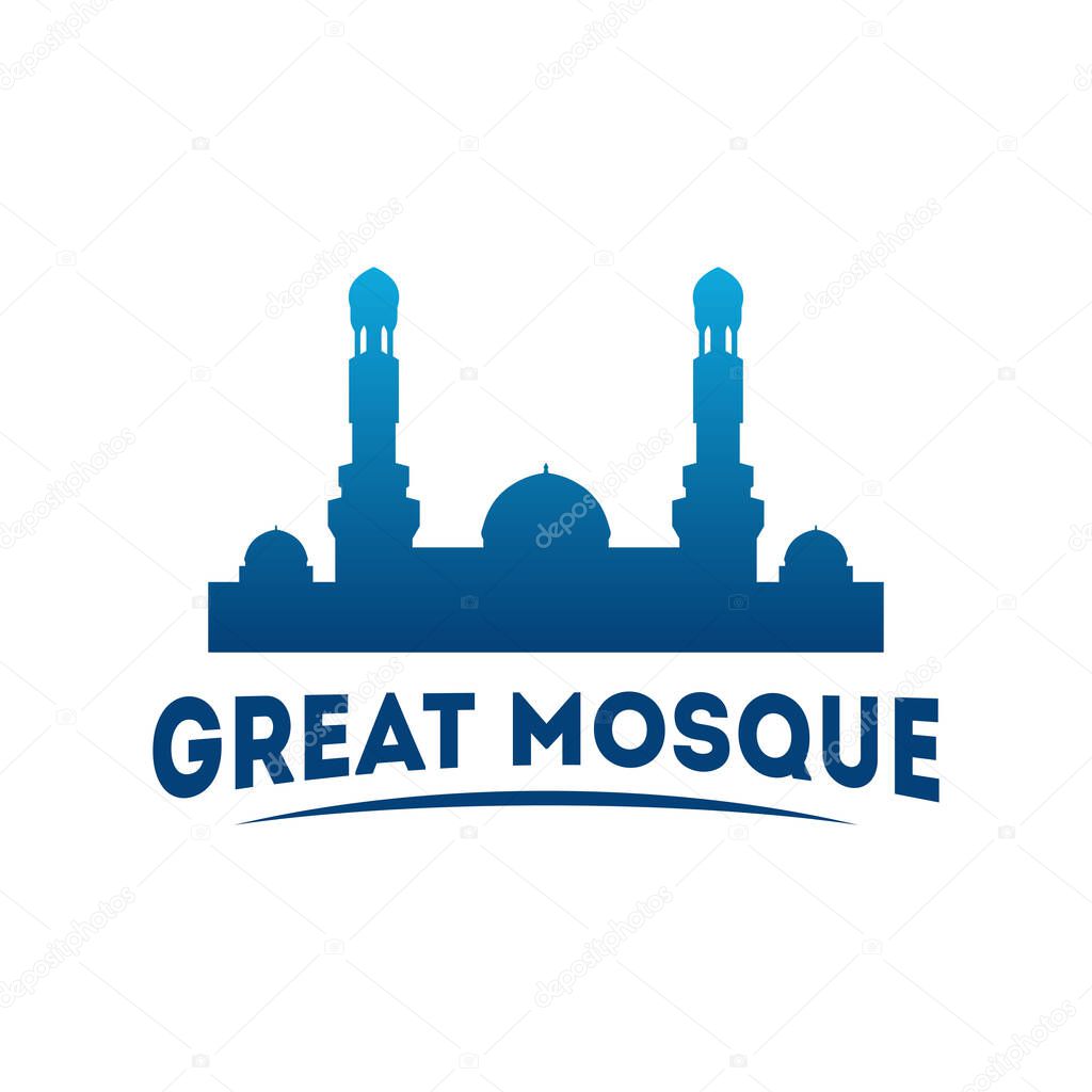 Mosque silhouette icon logo template, Mosque icon vector Illustration design template with variation