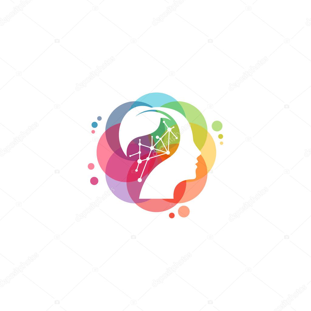 Colorful Head Pixel logo vector, People Mind logo designs template, design concept, logo, logotype element for template