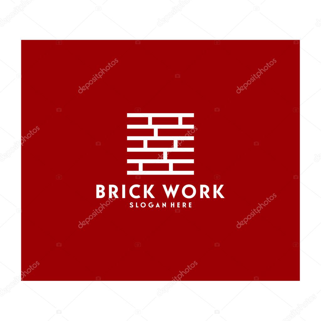Modern Flat Brick logo, Brick Work simple modern logo template