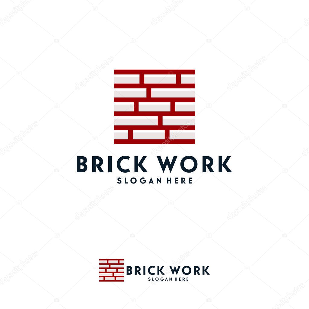 Modern Flat Brick logo, Brick Work simple modern logo template