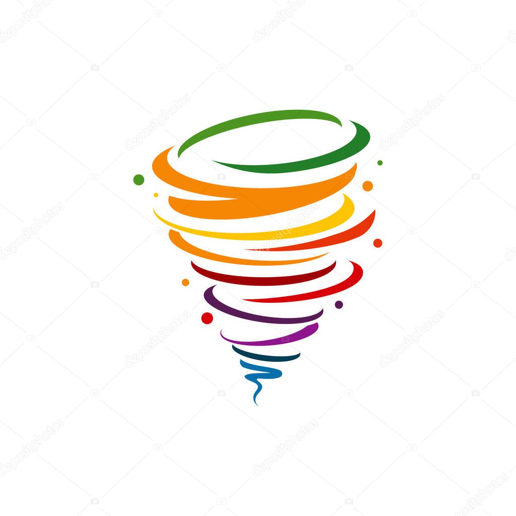 Colorful Tornado logo symbol isolated, Abstract Hurricane Logo Symbol, Typhoon vector illustration