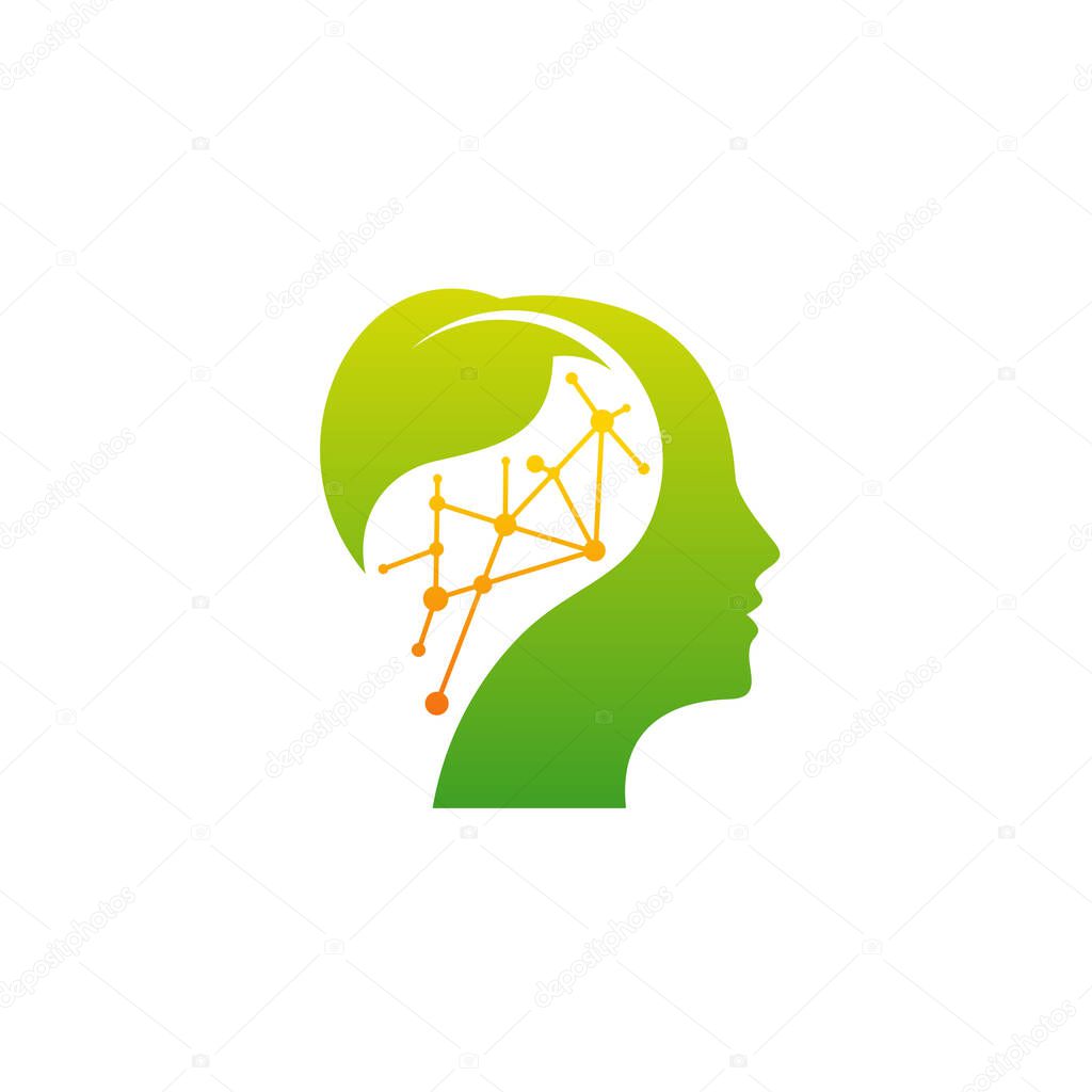 Nature Brain logo designs concept vector, Nature Mind logo template