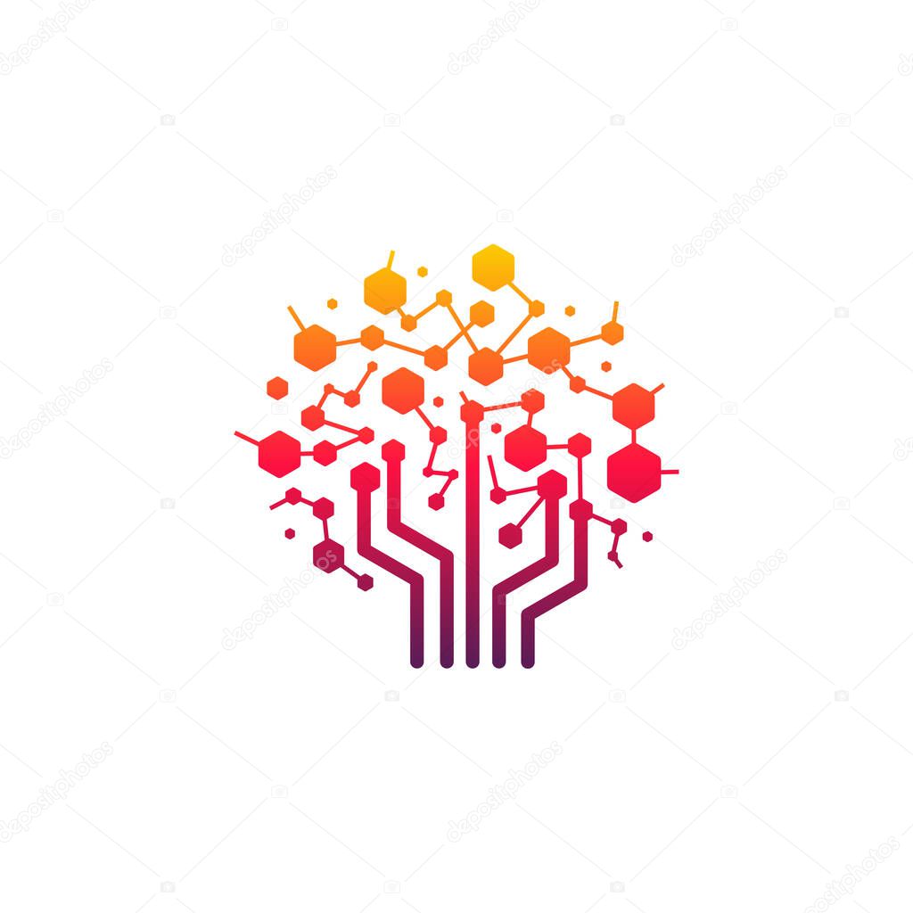 Digital Tree logo designs concept vector, Modern Tree tech logo template, Logo symbol icon