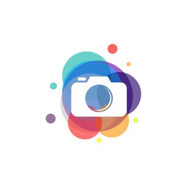 Renkli fotoğrafçılık vektörü, Kamera şablon tasarımı, tasarım konsepti, şablon için tip ögesi