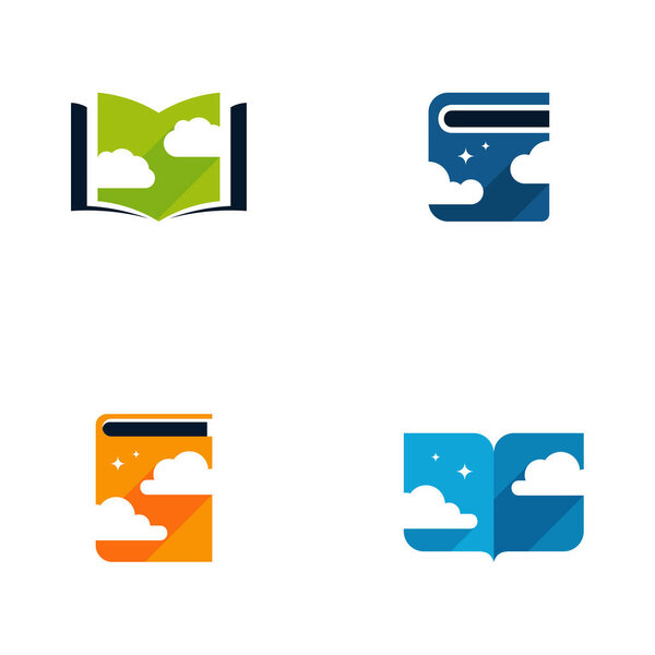 Онлайн обучение дизайн логотипа вектор концепции, шаблон логотипа облачной книги
