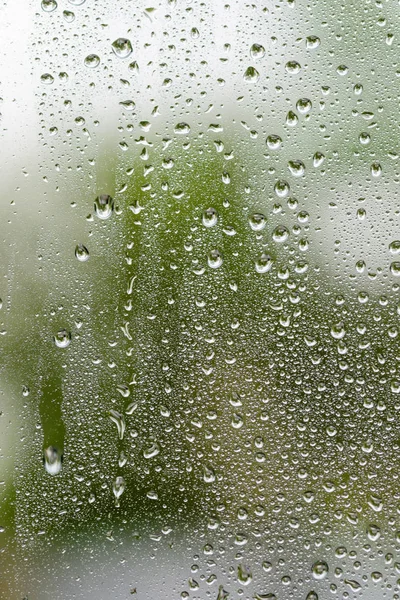 Drops Water Rain Flow Window Misted Glass — Stock Photo, Image