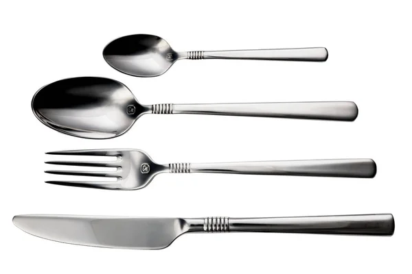 Cutlery Set Spoon Fork Knife White Background Isolated — Stock Photo, Image