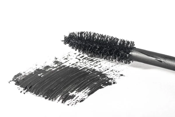 Mascara Brush Makes Smear Close Isolated White Background — Stock Photo, Image