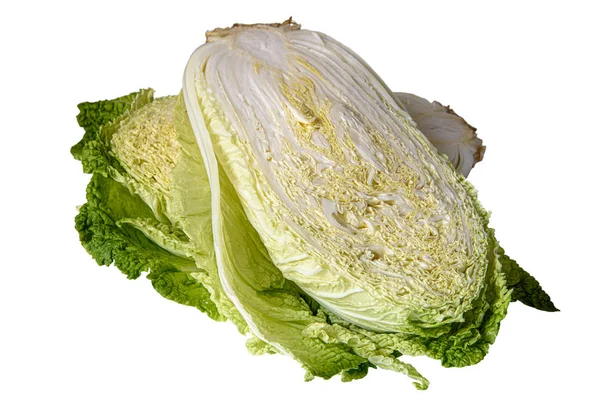 Half Head Beijing Cabbage White Background Isolated Close — Stock Photo, Image