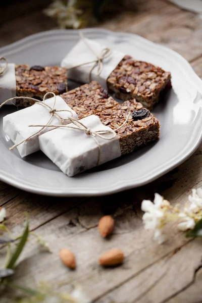 Κάτοψη Της Σπιτική Granola Μπαρ Ενέργειας — Φωτογραφία Αρχείου