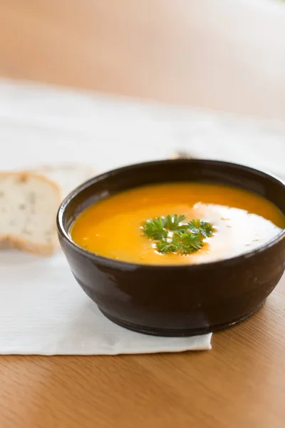 Homemade Pumpkin Soup Parsley — Stock Photo, Image