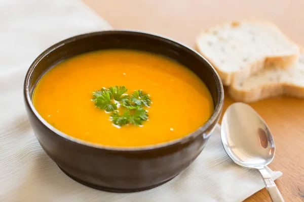 Homemade Pumpkin Soup Parsley — Stock Photo, Image