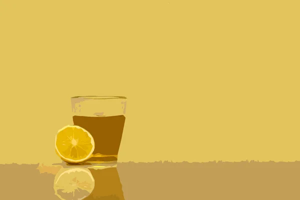 Ett glas te och en halv citron — Stockfoto