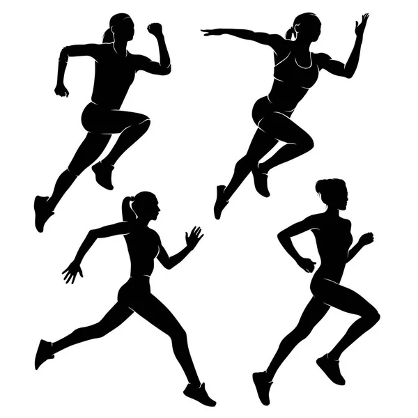 Çalışan erkekler. Spor. Vektör çizim. Dört erkek ve çalışan çocuklar kümesi