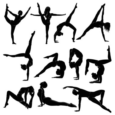 Kadın fitness vektör Yoga, pilates ve egzersiz aerobik ayarla