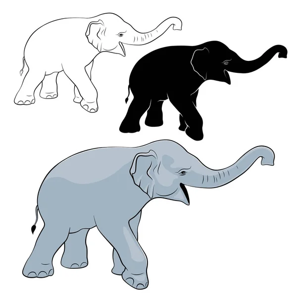 Pequeño Elefante Divertido Ilustración Vectores — Archivo Imágenes Vectoriales