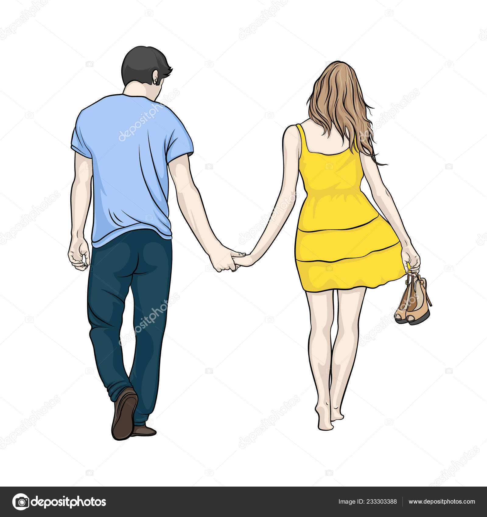 Boy Girl Walking Hand Hand Love Story Vector Image By C Artandrew Vector Stock