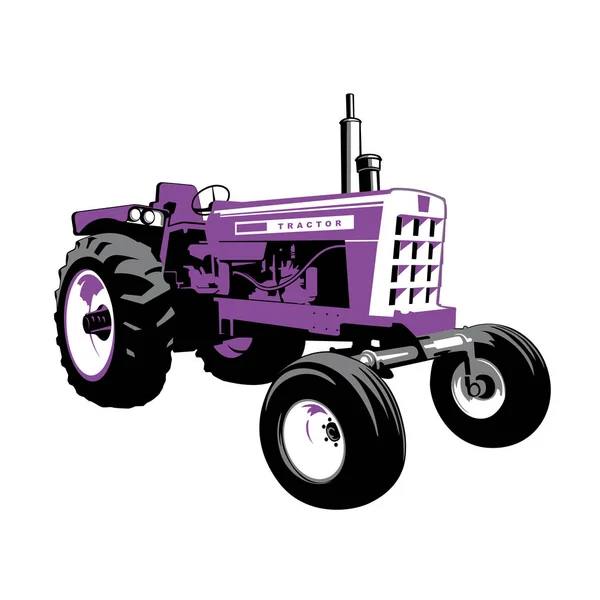 Tracteur Violet Machine Agricole Machine Rétro Illustration Vectorielle Stock — Image vectorielle