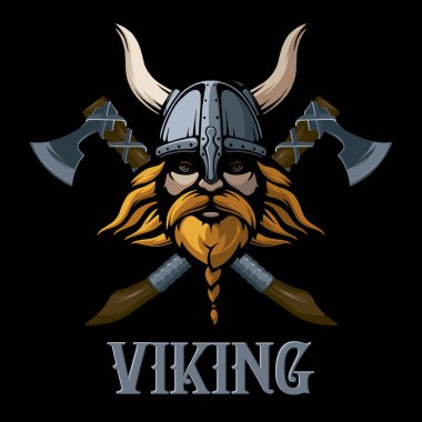 Kızıl Viking. İskandinav Savaşçısı. Askeri Man. Stok Vektör İllüstrasyon