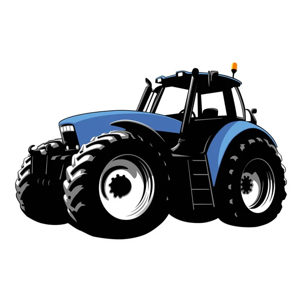 Blå Traktor Jordbruksmaskin Traktor Vit Bakgrund Vektorlager Illustration — Stock vektor