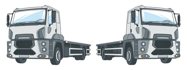 Vrachtwagen Zonder Trailer Links Rechts Vector Illustratie Een Witte Achtergrond — Stockvector